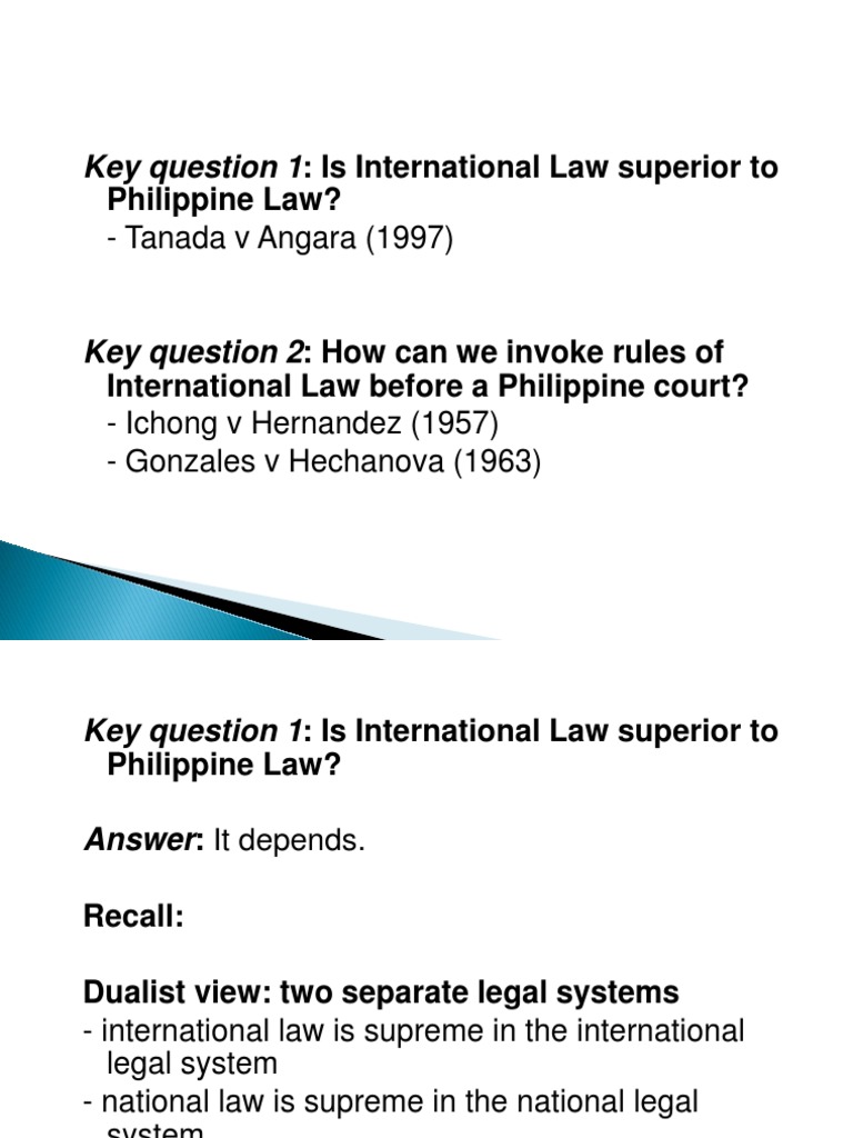 Key Question 1: Is International Law Superior To | PDF | Treaty ...