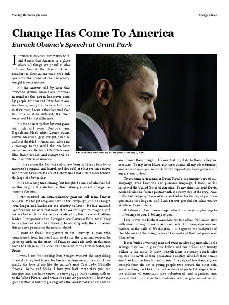 barack obama victory speech 2008 analysis essay