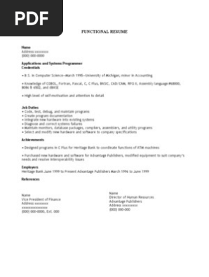 Functional Resume