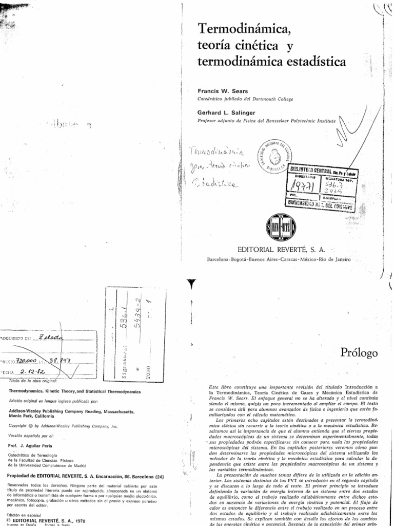 THERMODYNAMICS SEARS SALINGER SOLUTIONS visual data 7
