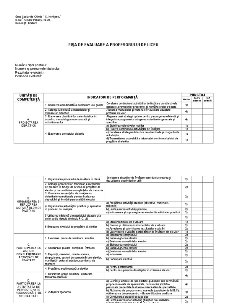 Fisa de Evaluare Goala | PDF