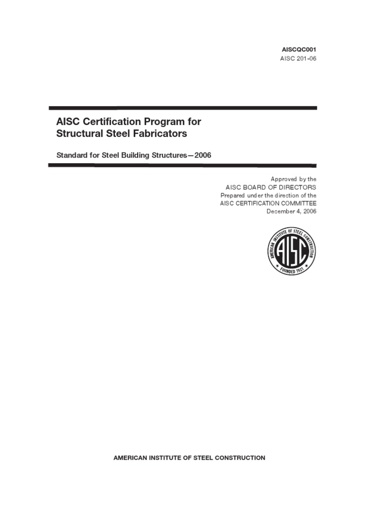 AISC PEB Certification PDF Specification (Technical Standard