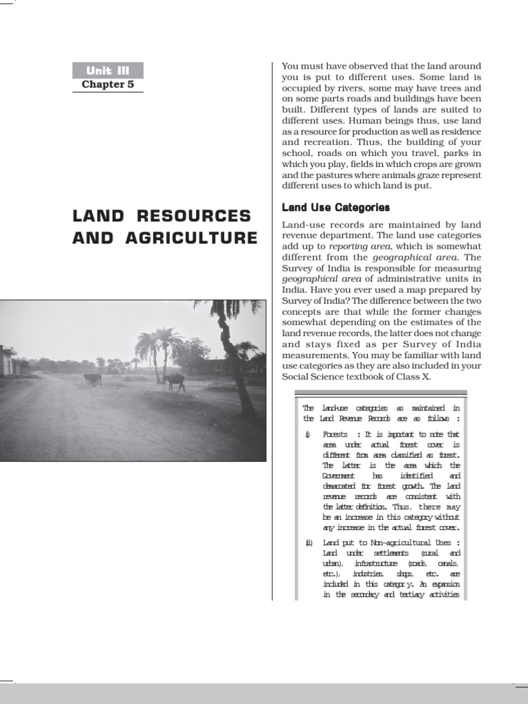 Land Resources and Agriculture in India | PDF | Cereals | Rice