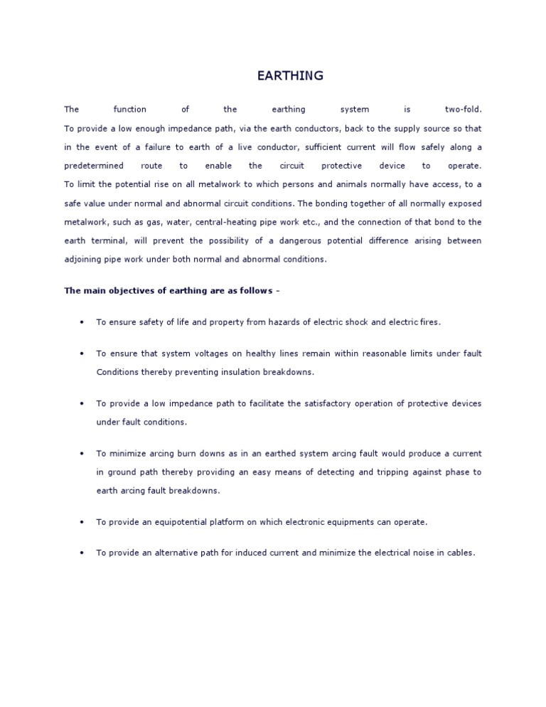 Importance of Earthing Systems Explained | PDF