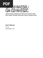 Motherboard Manual Ga-g31m-Es2l Es2c e