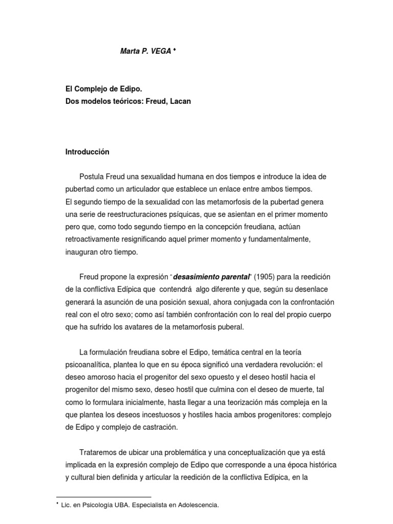 Edipo Modelos Freud Lacan | PDF | Complejo de Edipo | Jacques Lacan