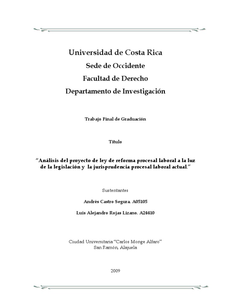 Analisis Del Proyecto de Ley de Reforma Procesal Laboral | PDF