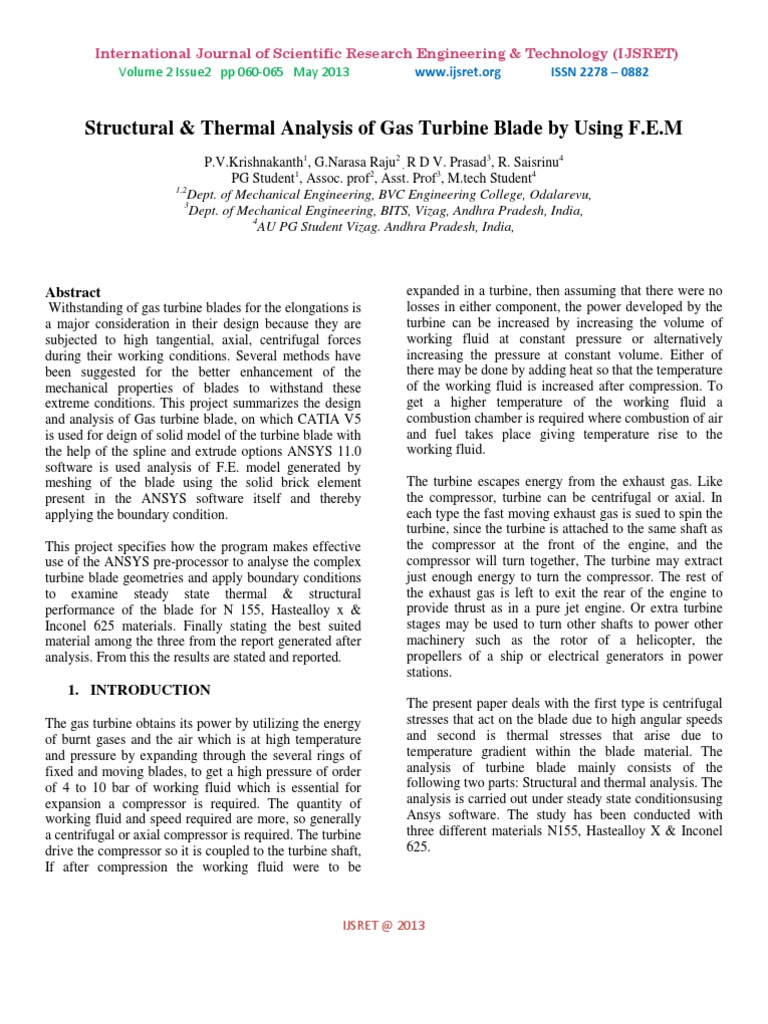 Structural Analysis of Gas Turbine Blades | PDF | Gas Turbine | Gas ...