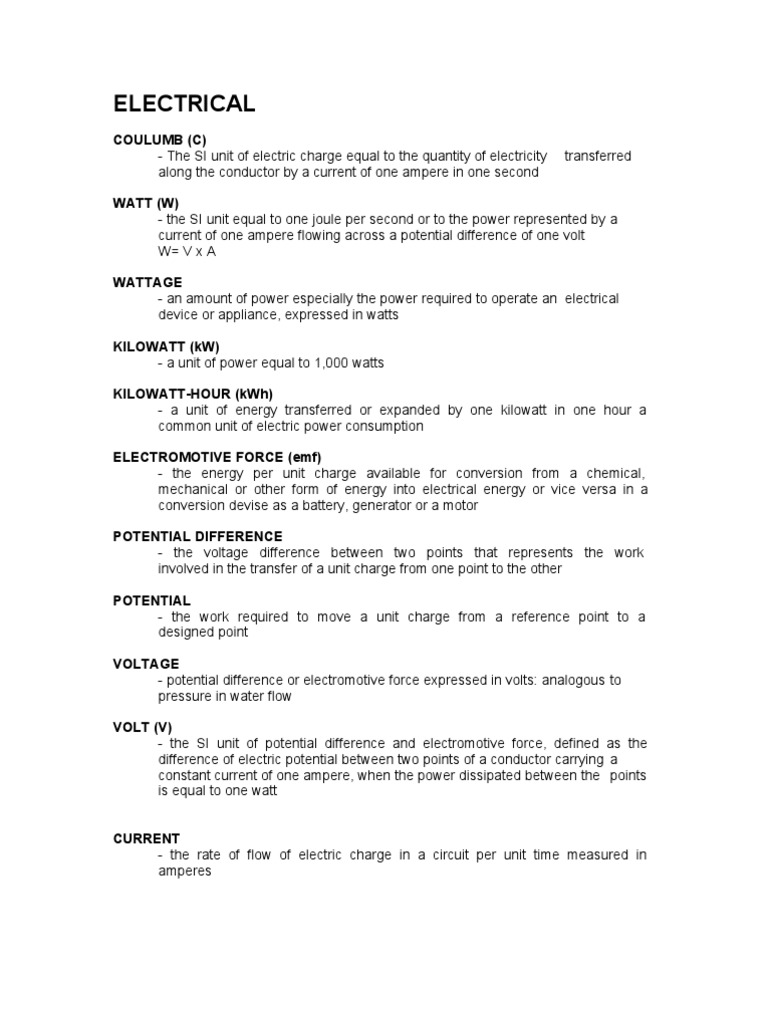 ELECTRICAL NOTES.doc Electric Current Electrical Wiring