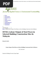 Labour Output of Steel Fixers in Selected Building Construction Sites in Malaysia - Journal of Applied Sciences & Environmental Sustainability