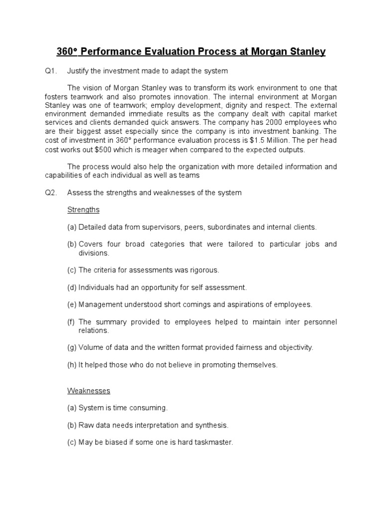 360° Performance Evaluation at Morgan Stanley | PDF | Performance ...