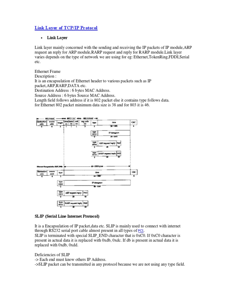 Link Layer of TCP/IP Protocol | PDF | Internet Protocols | Internet ...