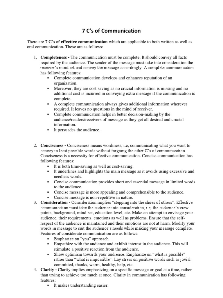 7 C's of Communication | PDF | Communication | Information