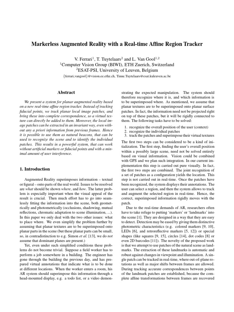 Augmented Reality Research Paper PDF Texture Mapping Ellipse