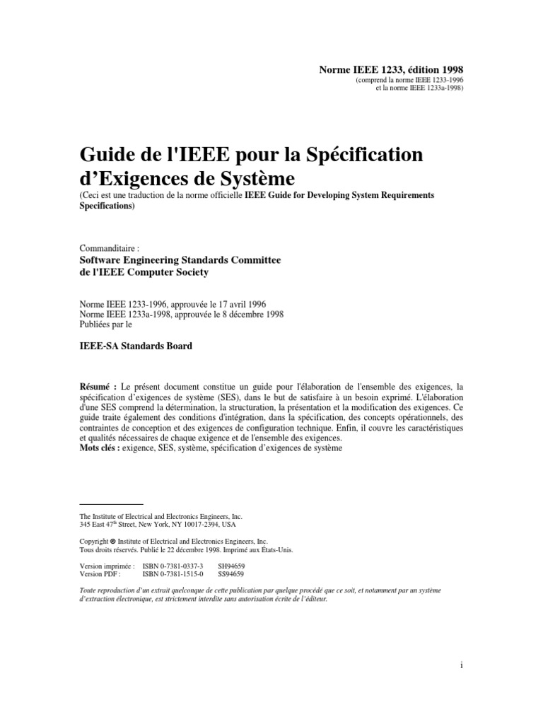 Guide IEEE Pour La Specification | PDF | Test de logiciel | Sécurité