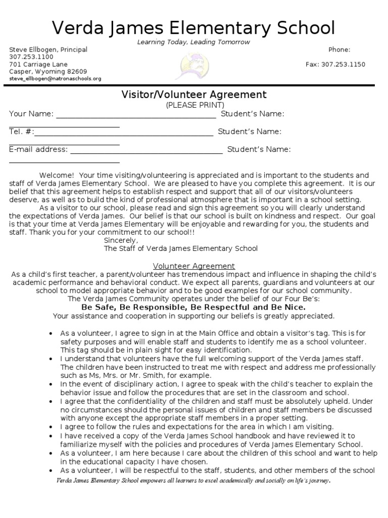1213 Visitor AgreementFinal PDF Volunteering Teachers
