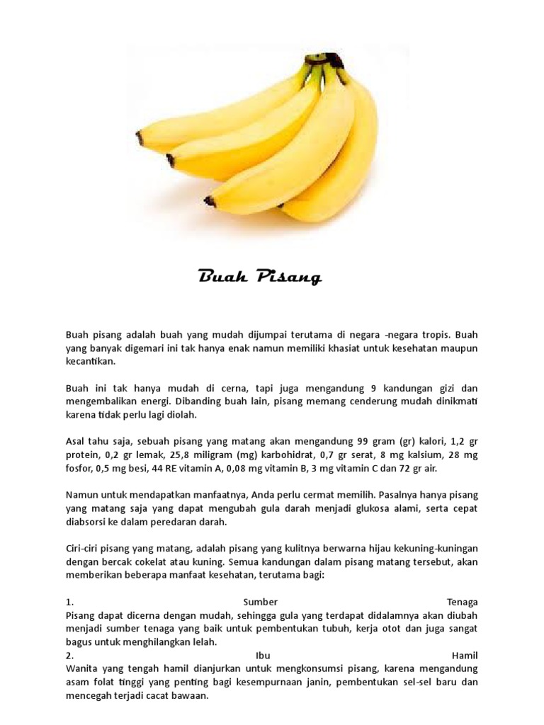 Buah Pisang Adalah Buah Yang Mudah Dijumpai Terutama Di Negara Pdf