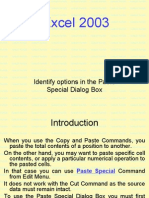 Excel 2003 Paste Special Dialog Box