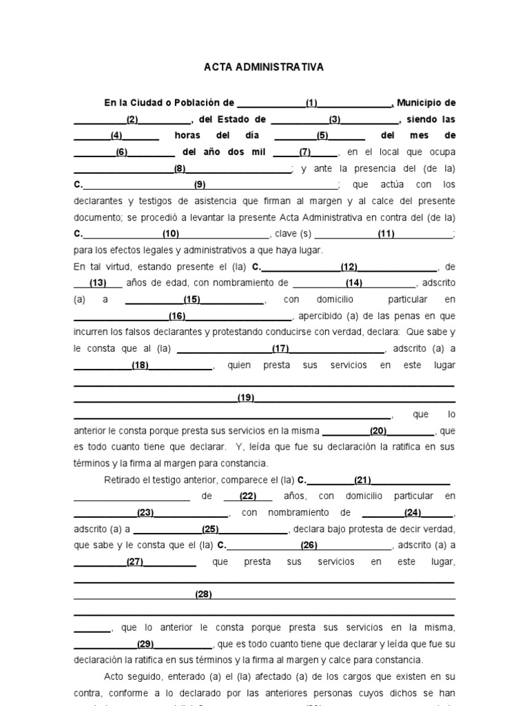Formato Acta de Hechos  PDF  Agitación