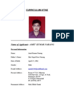 CV for Amit Kumar Narang seeking Computer Science role