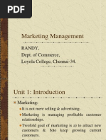 Marketing Management: Randy, Dept. of Commerce, Loyola College, Chennai-34