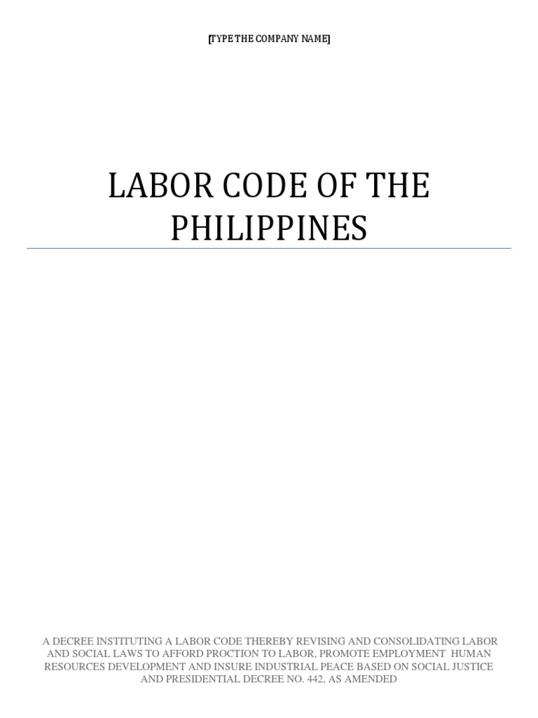 Labor Code of the Philippines A Comprehensive Guide to Philippine Labor Laws PDF