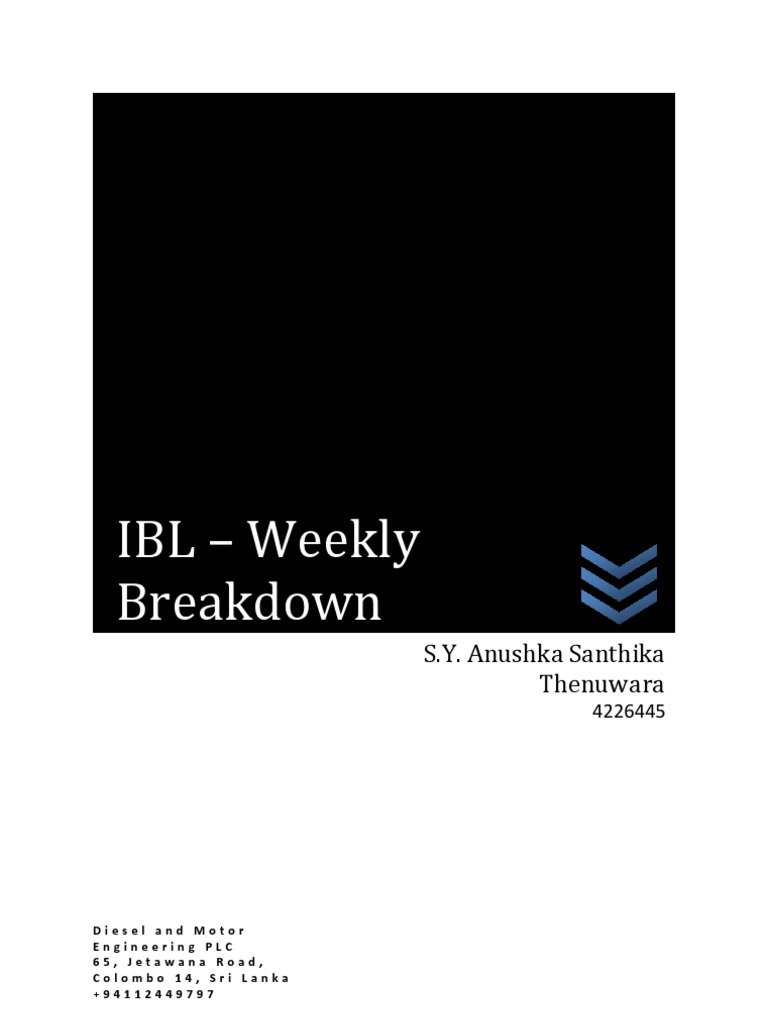 IBL Weekly Breakdown S.Y. Anushka Santhika Thenuwara PDF Manual