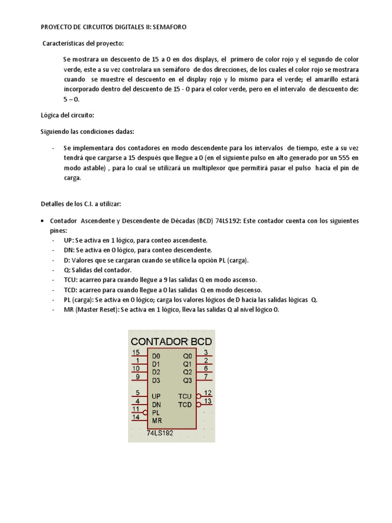 Proyecto De Circuitos Digitales Ii Semaforo Practica Pdf