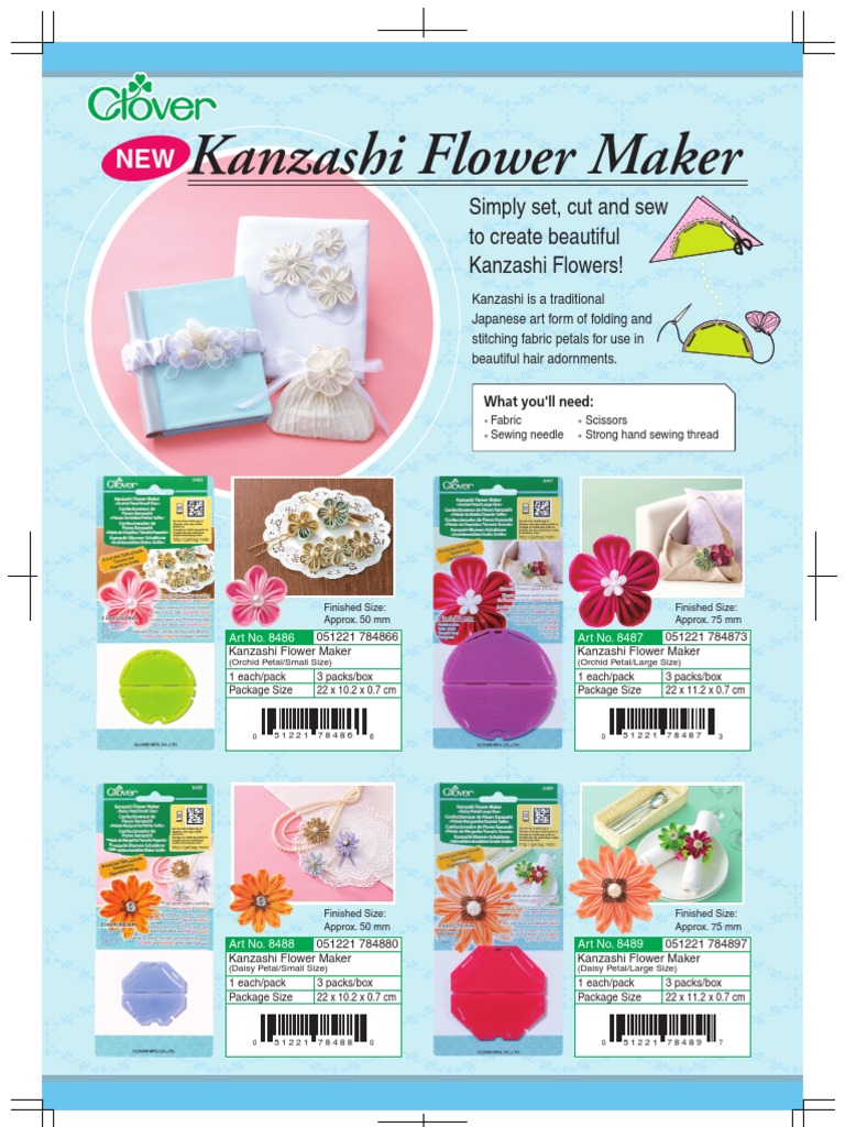  Clover 8486 Kanzashi Flower Maker Orchid Petal, Small