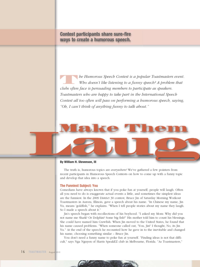Toastmasters HumorousSpeeches | PDF | Jokes | Humour