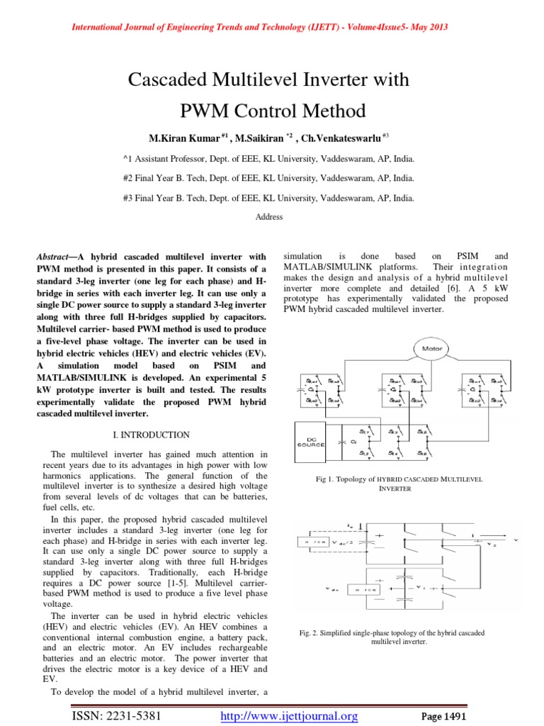 Cascaded Multilevel Inverter With PWM Control Method | PDF | Power ...