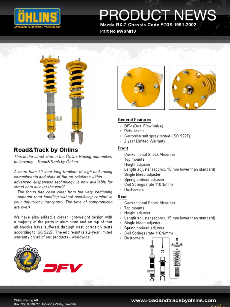 Mazda RX-7 FD3S Öhlins Suspension Kit | PDF