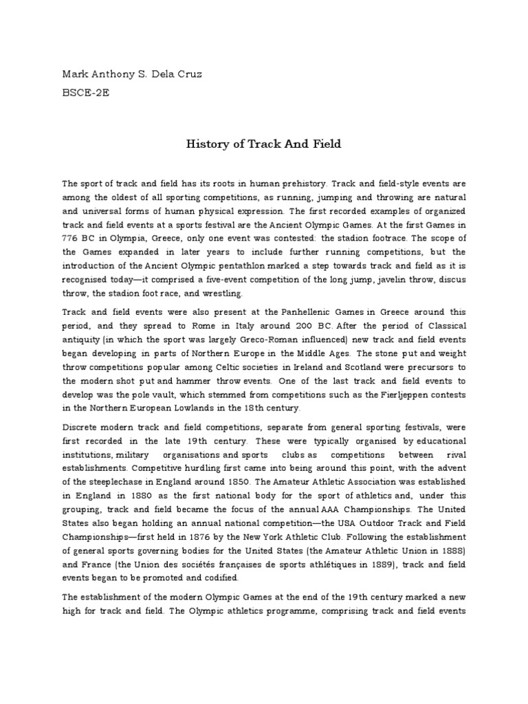 History of Track and Field Events | PDF | Track And Field | Sport Of ...