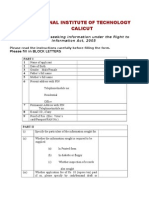 National Institute of Technology Calicut: Application For Seeking Information Under The Right To Information Act, 2005