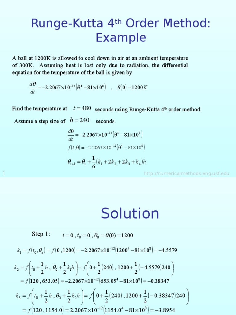 Runge Kutta Example Mathematical Problem Solving Equations