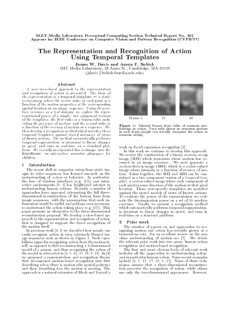 The Representation and Recognition of Action Using Temporal Templates ...