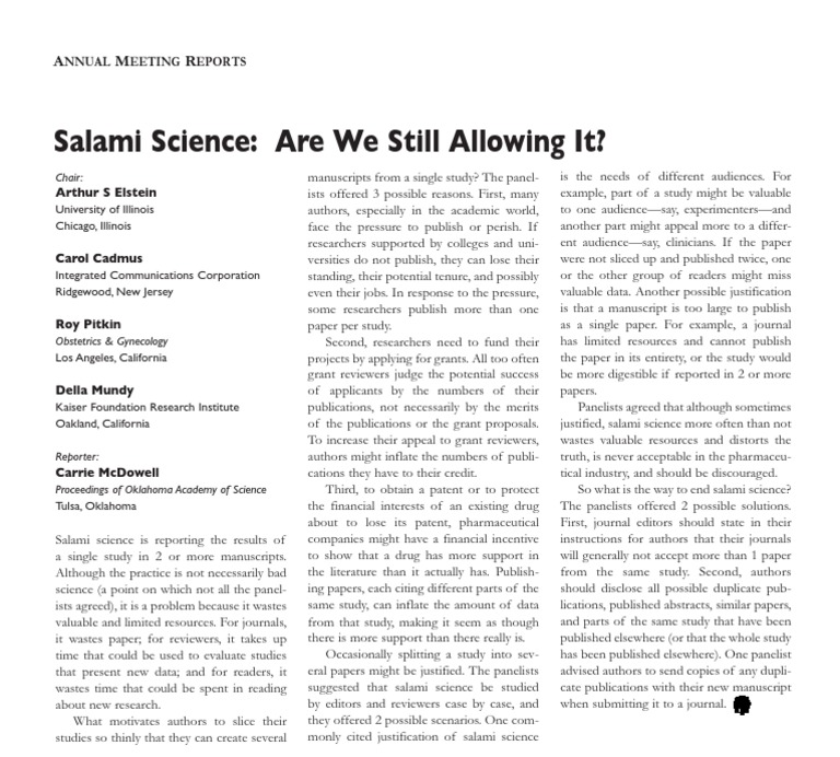 Salami ScienceAre We Still Allowing It PDF Grant (Money) Theory Of Justification