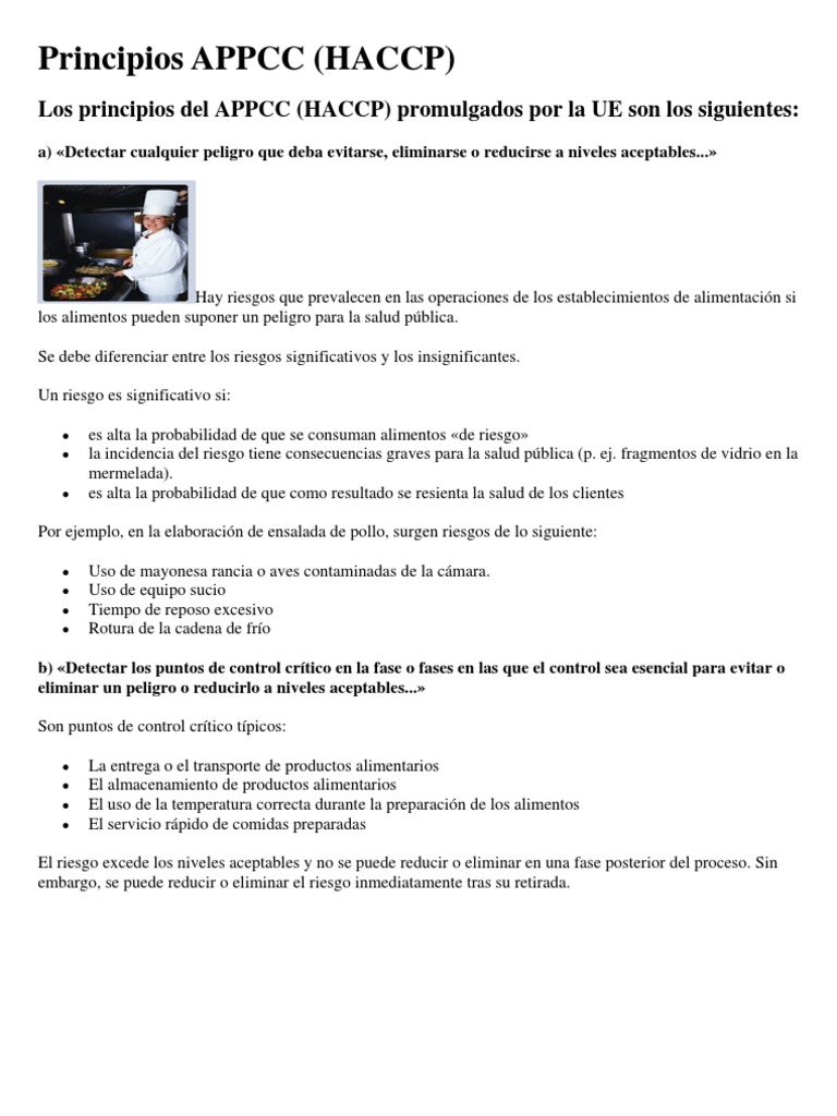 Principios del APPCC en Seguridad Alimentaria | PDF | Análisis de ...
