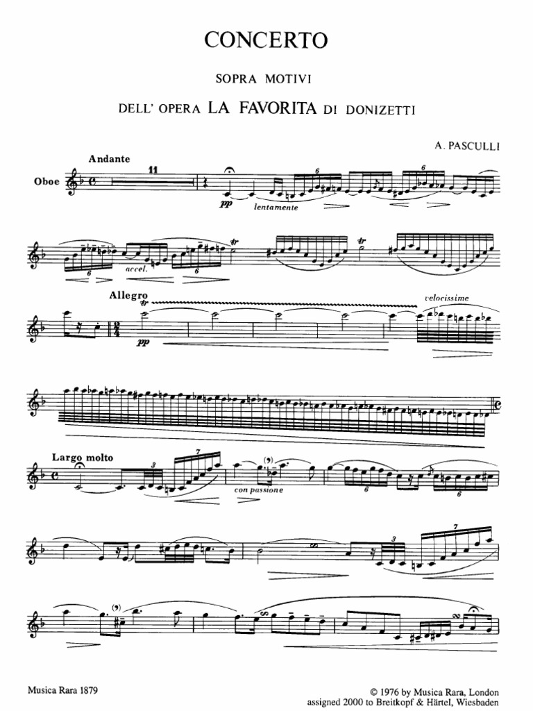 Pasculli Concerto On Themes From Donizetti S La Favorita Oboe and