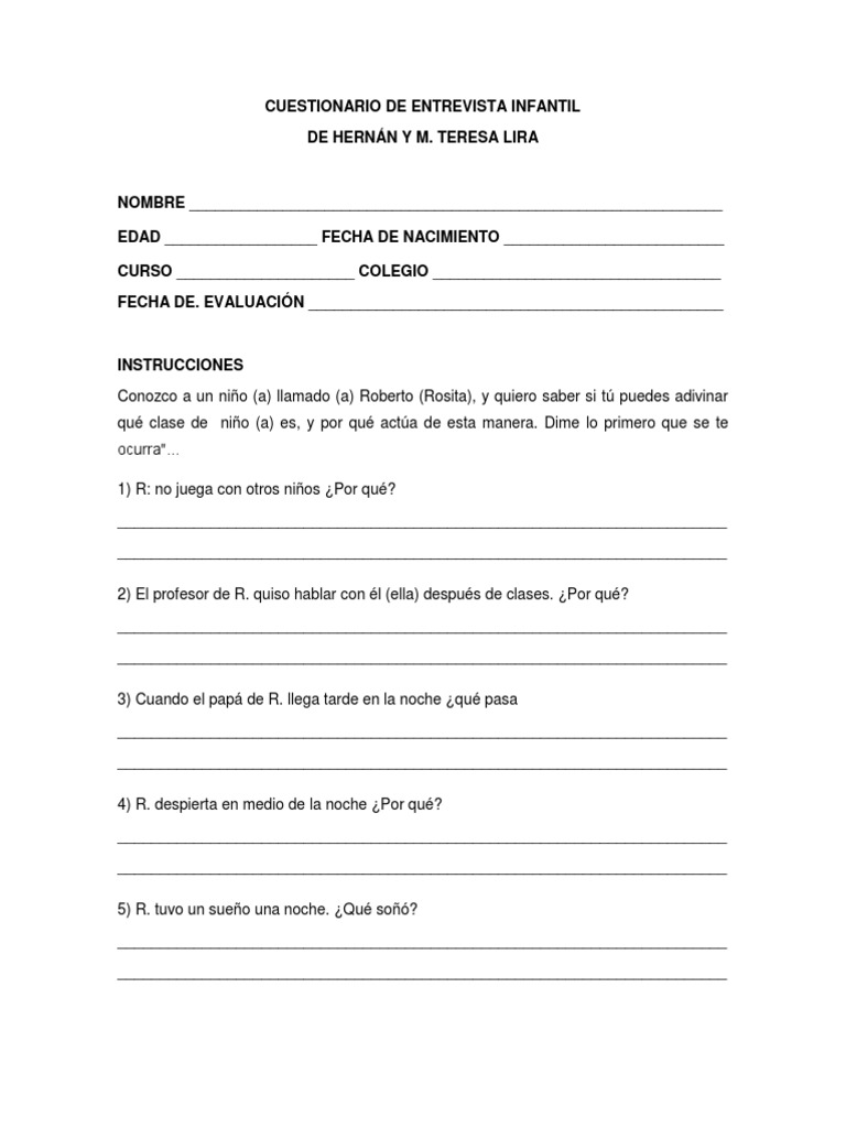 Test de Roberto Y Rosita (Pre - 6a) | PDF