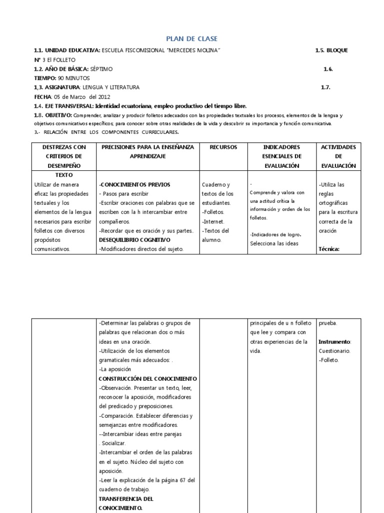 Ejemplo de Plan de Clase Efectivo | PDF | Clima | Ecuador