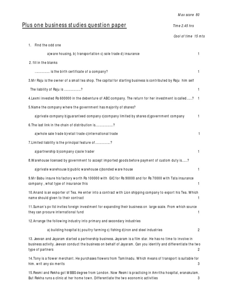 Grade 10 Business Studies Paper 2 | PDF | Business | Business (General)