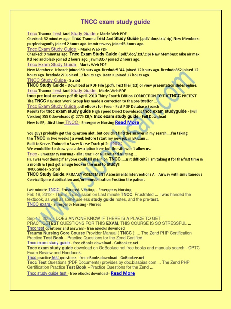 TNCC Exam Study Guide Overview | PDF | Faq | Test (Assessment)