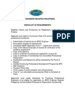 Apec Engineer Register Philippines Checklist of Requirements