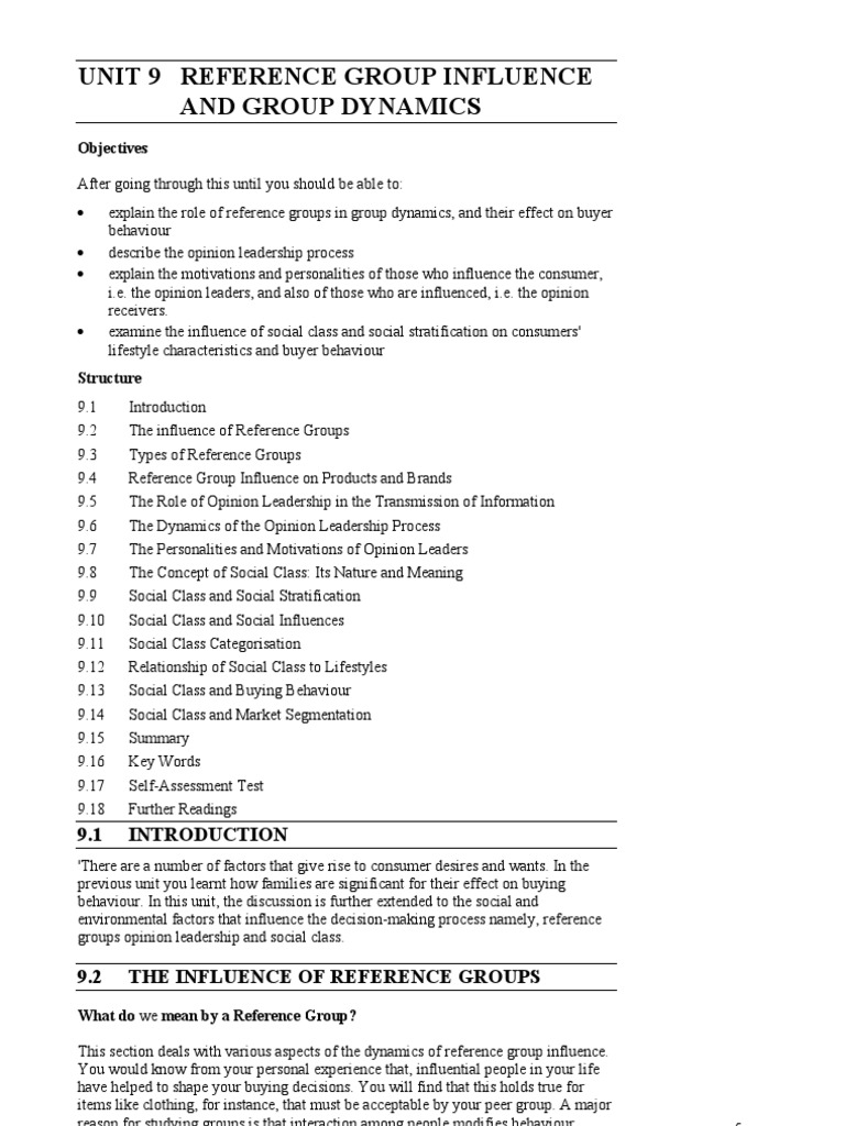 Reference Groups and Consumer Influence | PDF | Social Status | Social ...