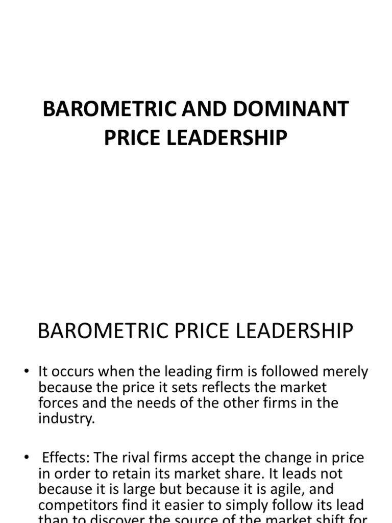 Barometric and Dominant Price Leadership PDF Demand Supply