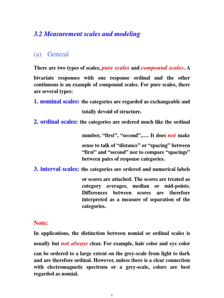 (A) General: 3.2 Measurement Scales and Modeling | PDF