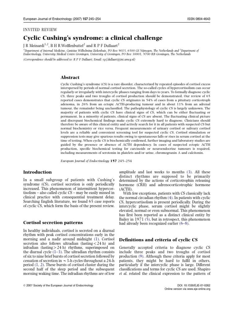 Cyclic Cushing's Syndrome Overview | PDF | Cortisol | Glands