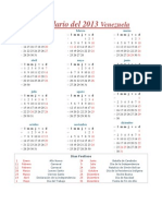 Calendario Del 2013 Venezuela