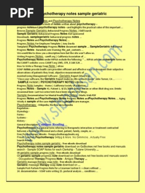 Psychotherapy Notes Sample Geriatric